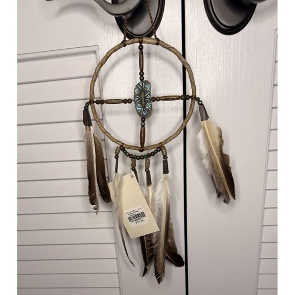 Authentic Navajo Medicine Wheel by Darlene Edsitty Handmade Feather Bead Hanging - Picture 1 of 6